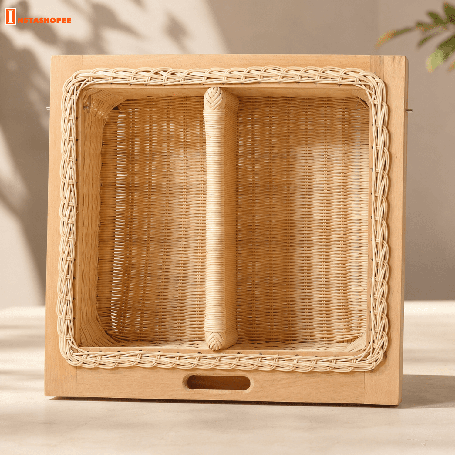 Partition Wooden Vegetable Box / Wicker Basket - Image 2
