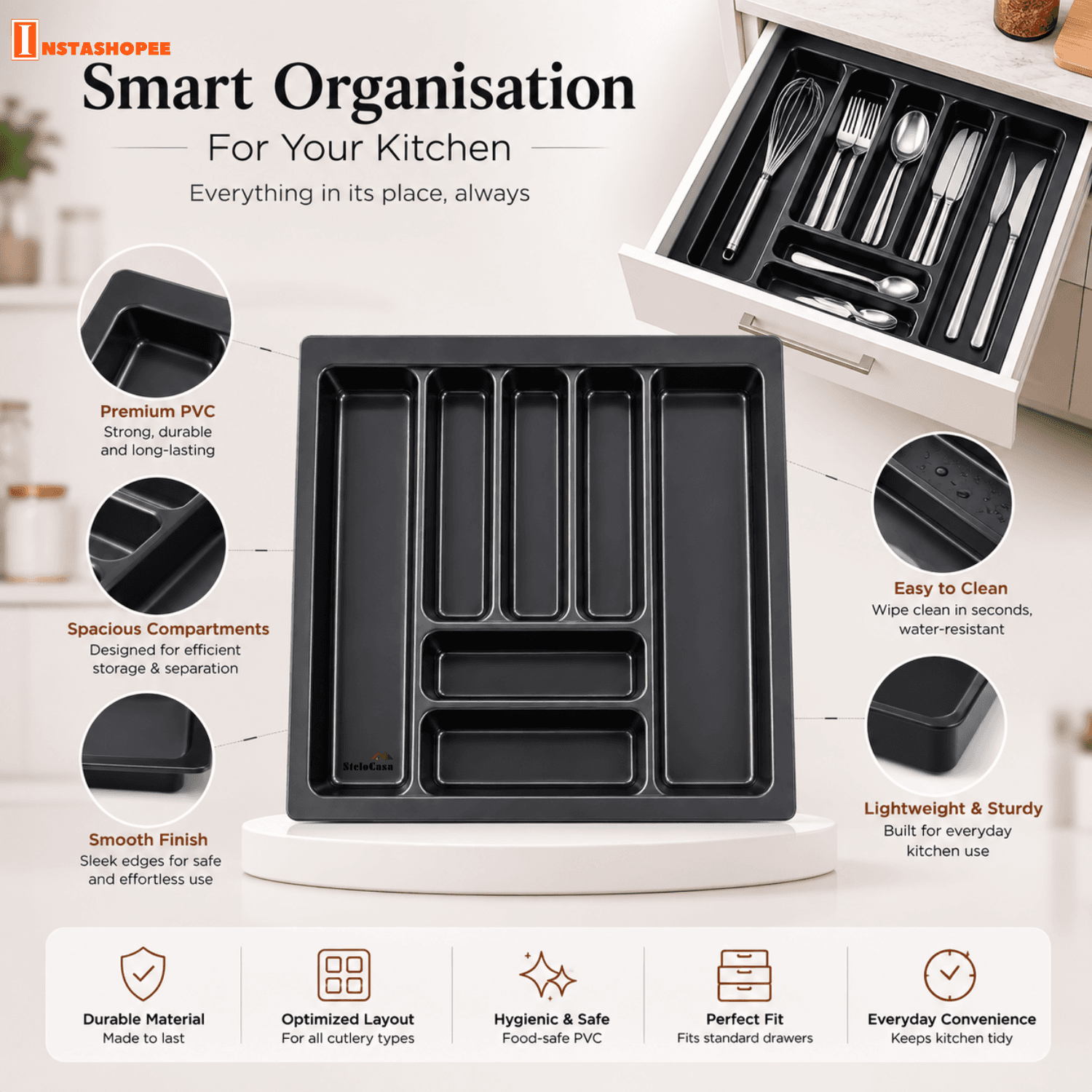 PVC Cutlery Tray For Kitchen - Image 3