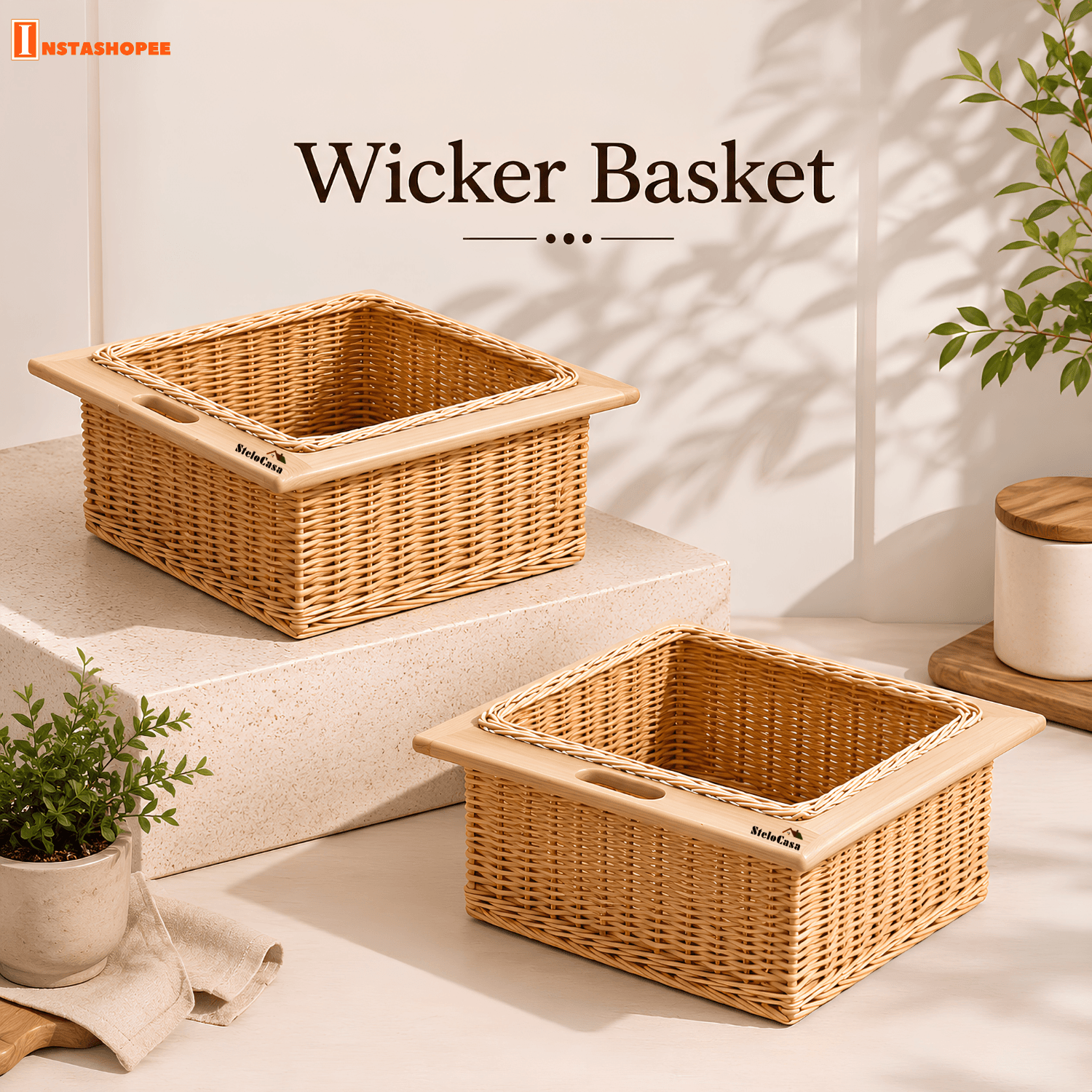 Wooden Vegetable Box / Wicker Basket