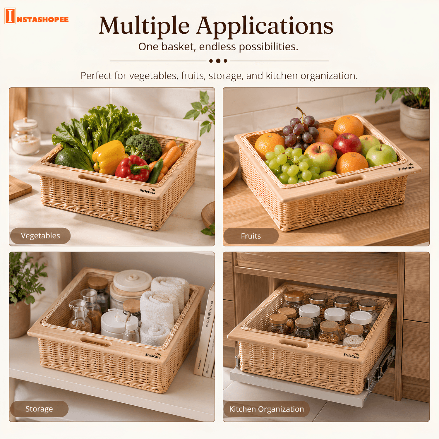 Wooden Vegetable Box / Wicker Basket - Image 3