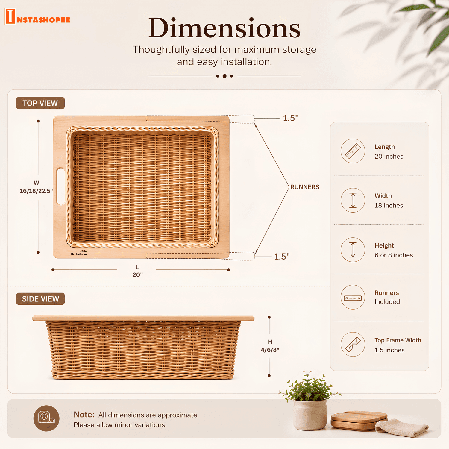 Wooden Vegetable Box / Wicker Basket - Image 4