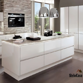 stelocasa Island modular kitchen white and brown 120