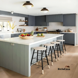 stelocasa Island modular kitchen white and grey 119