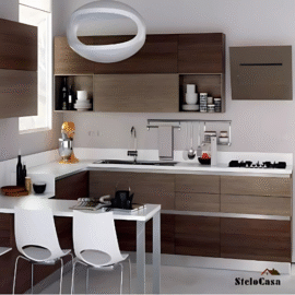 Stelocasa L shaped modular kitchen beachwood