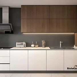 Stelocasa straight modular kitchen(white+wenge)444