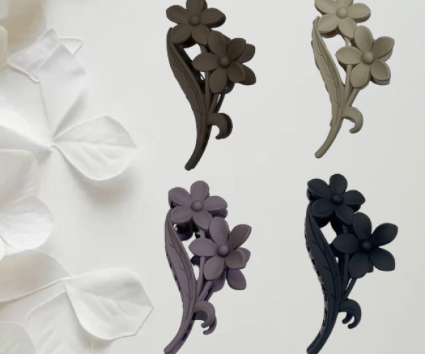 Acrylic Matte Finish Flower Design Claw Clips